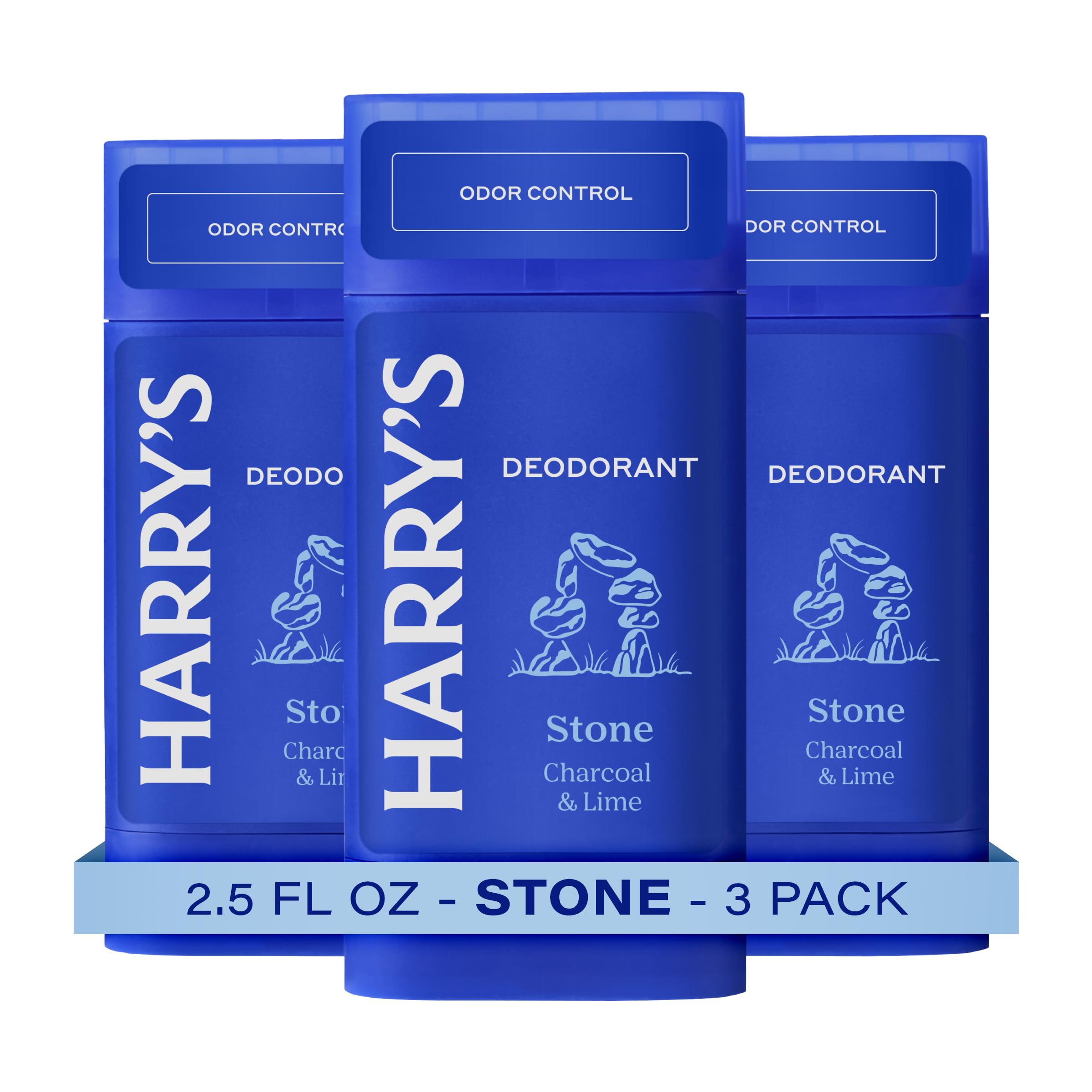 Harry's Aluminum Free Deodorant for Men - Odor Control, Stone Scent, 2.5 Oz, 3-Pack, Men's Deodorant