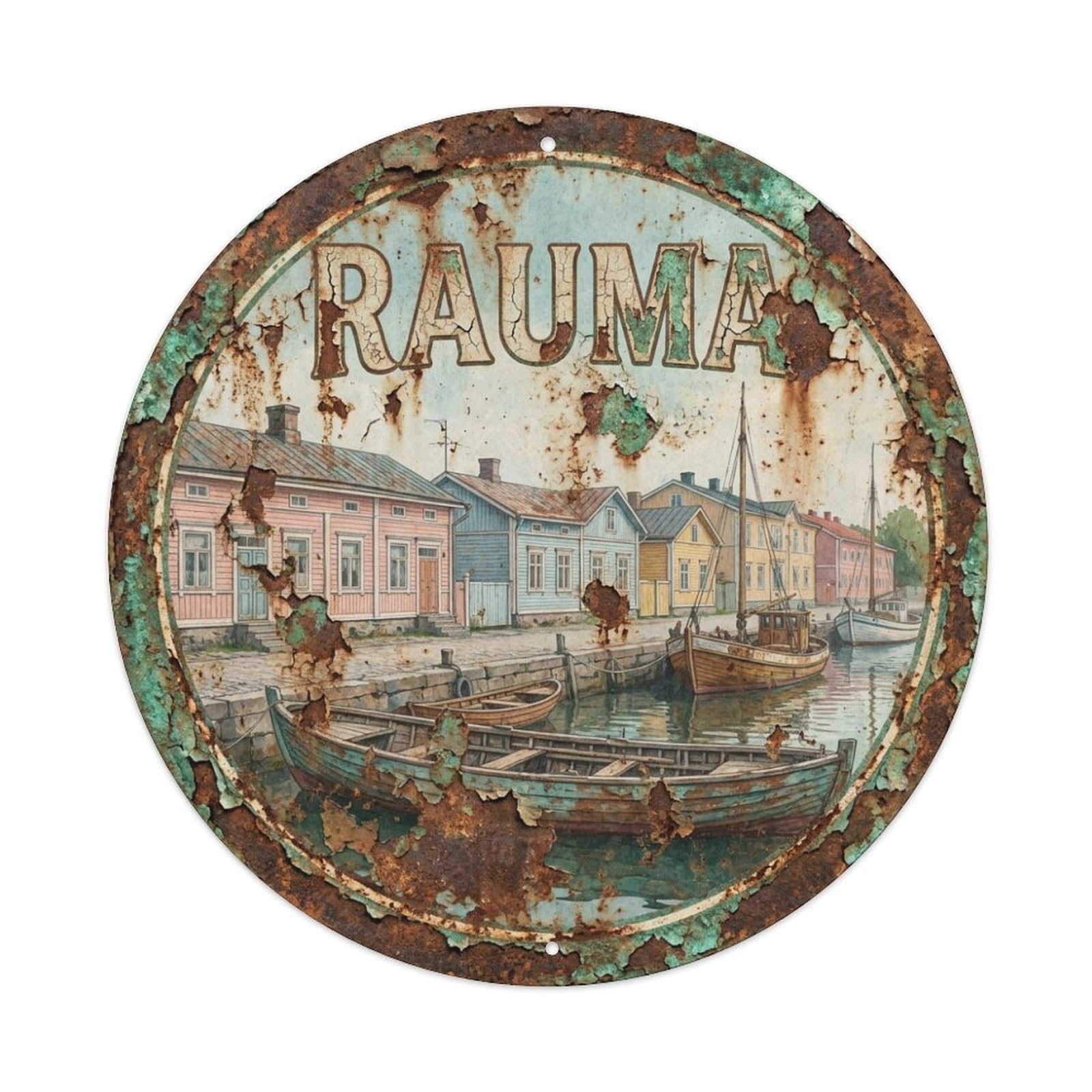 Travel Finland Retro Rauma Metal Tin Sign