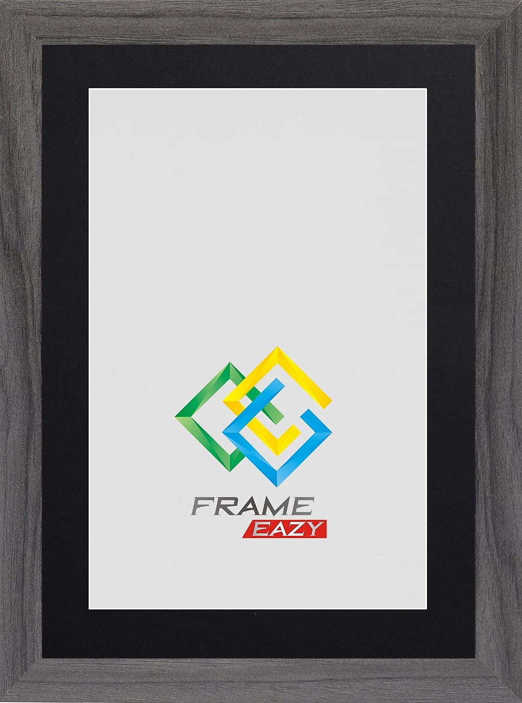 FRAME EAZY Modern Grey Photo Picture Frame Poster Certificate Frames with Black Mount – 80x60 For 70x50cm Picture