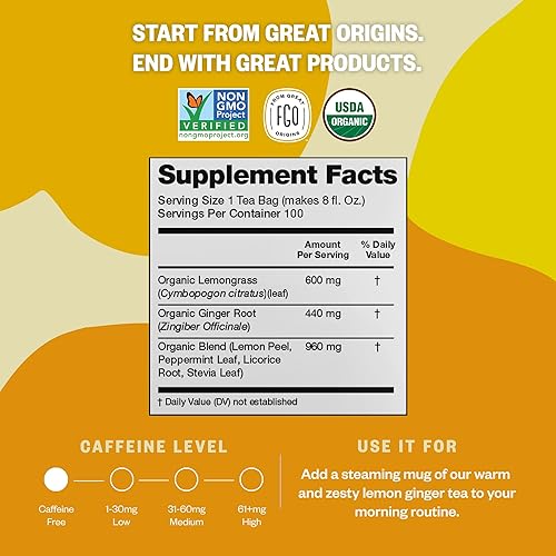 Vista 361 de FGO Té de menta orgánico, 100 unidades, bolsitas de té ecológicas, sin cafeína, el embalaje puede variar (paquete de 1)