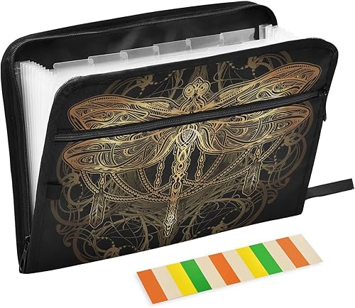 Dragonfly Boho - Carpetas expandibles con cierre de cremallera, archivador acordeano, resistente al agua, organizador de documentos con 13