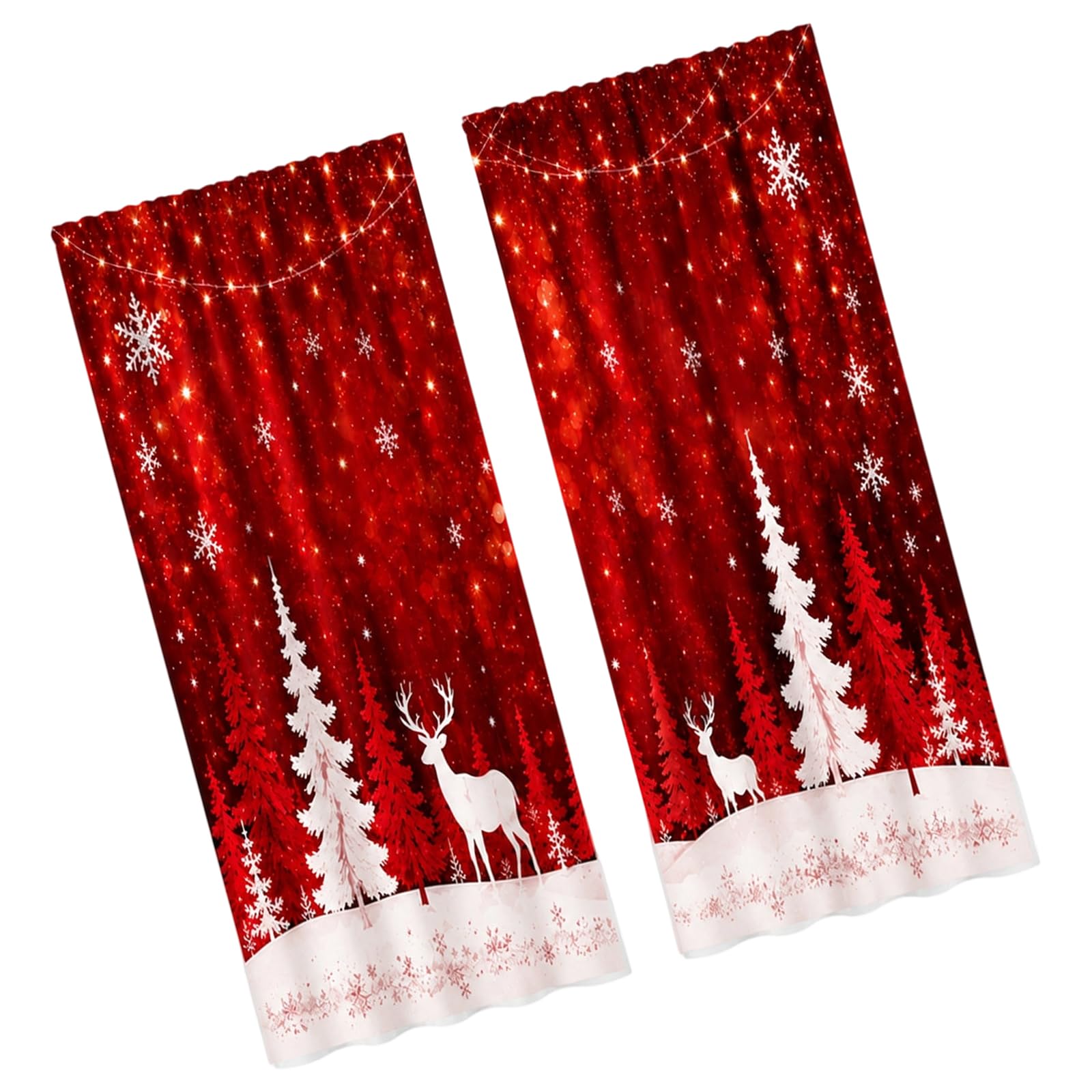 Pangboer E Indoor Holiday Drapery Pair With Printed Polyester Textur For Room, Light Softening And Added Privacy Holiday Drapes Festiv Window Panels Seasonal Room Decor Indoor Privacy Curtains Study