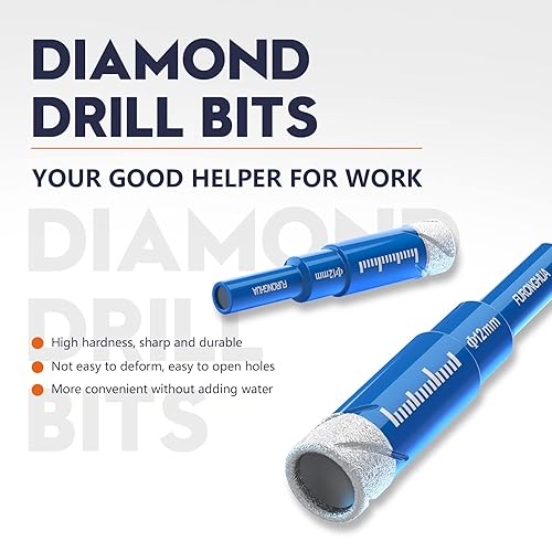 Miniatura 2 de 5 brocas de núcleo de diamante seco de 316 pulgadas para baldosas de porcelana, granito, mármol, vidrio, materiales duros, kit de sierra de agujero