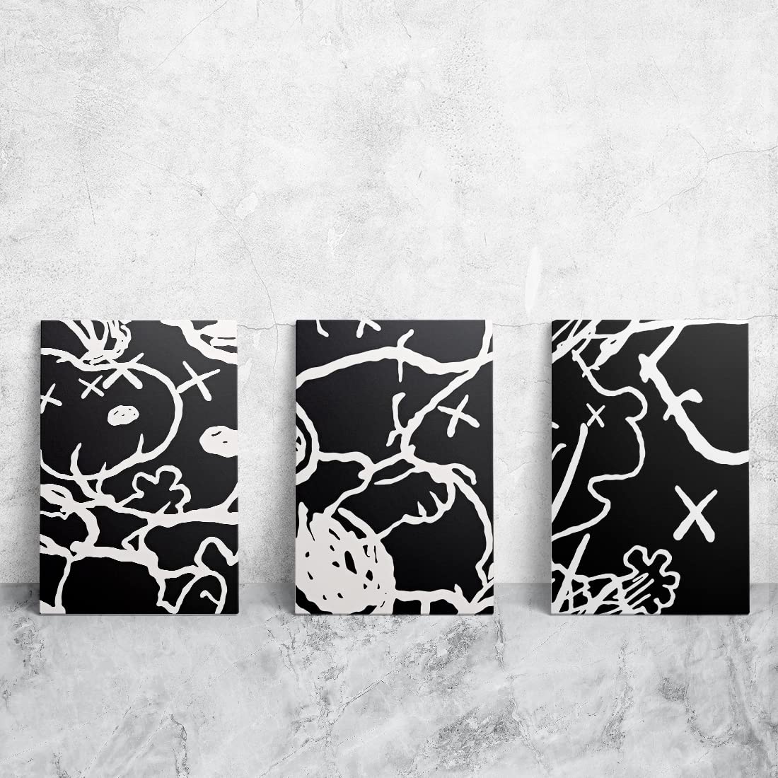 Amazon.co.jp: 黒と白 油絵 抽象画 線幾何学 オシャレな絵 装飾画