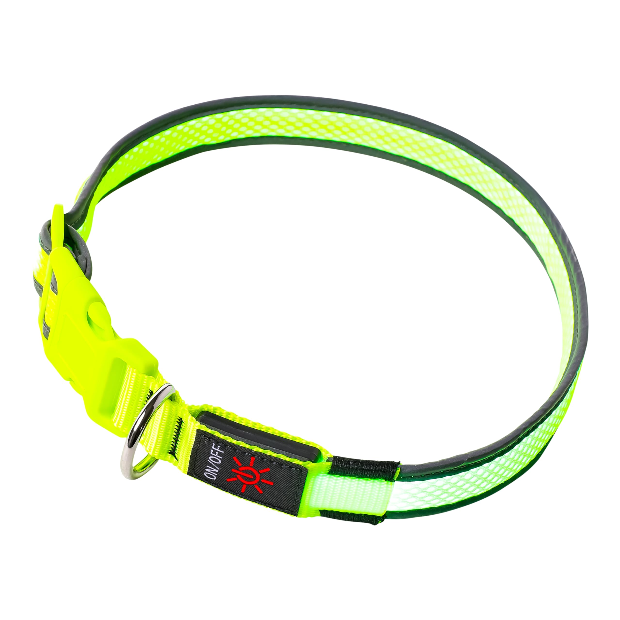 Ultra Light Up Dog Collar LED Dog Collar USB Rechargeable Light Collar Upto 10 Hours Use Per Charge 3 Settings Super Bright Waterproof Dog Light Up Collar Hi Vis Walking (Green, Large 46 to 66cm)