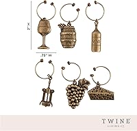 Vista 3 de Twine Dijes de vino y marcadores de bebidas para copas de vino, 6