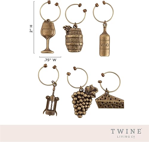 Miniatura 3 de Twine Colgantes de vino y marcadores de bebidas para copas de vino, 6 unidades