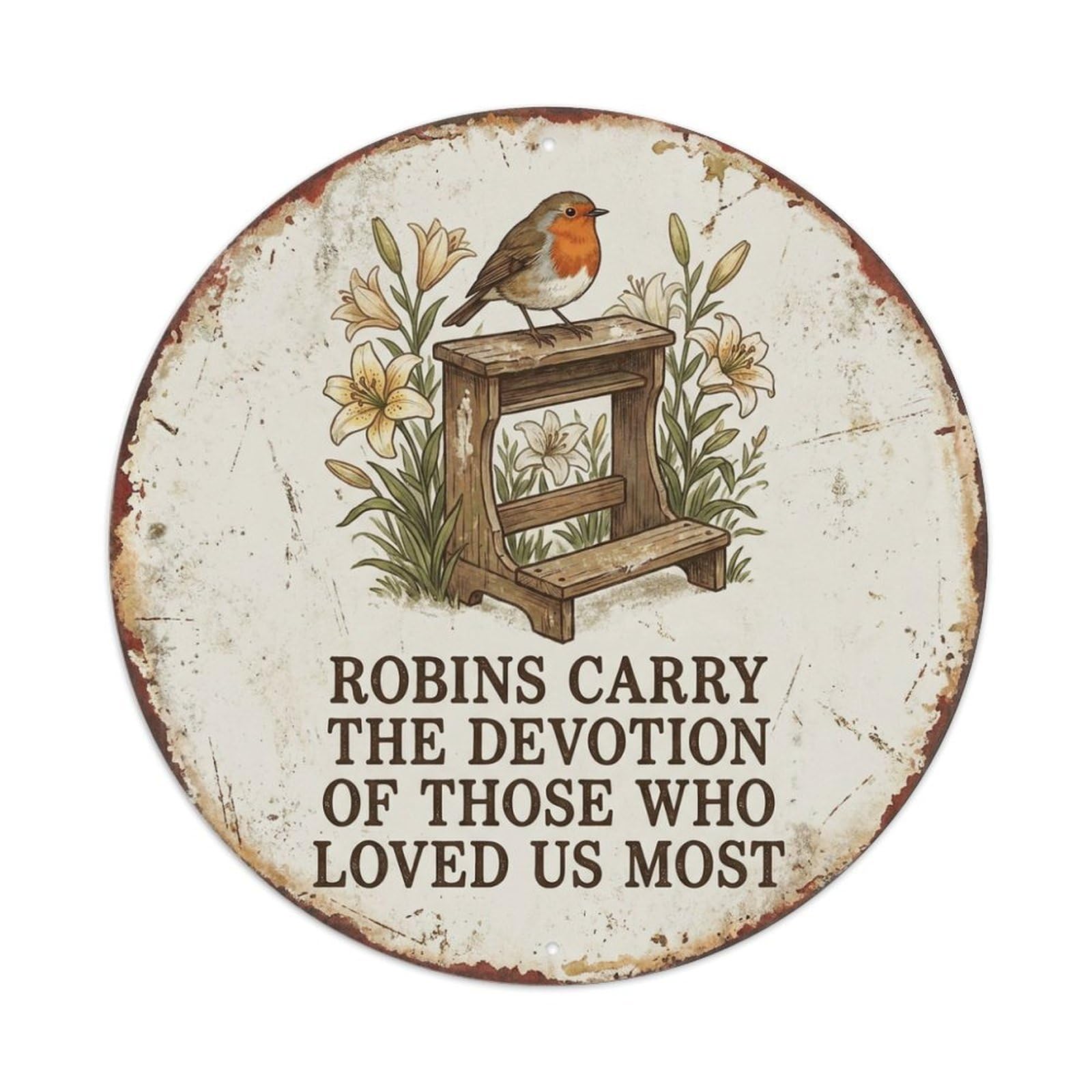 Tgrcjimh Style. Vintage Robin Bird Garden Quote Devotion Metal Tin Sign