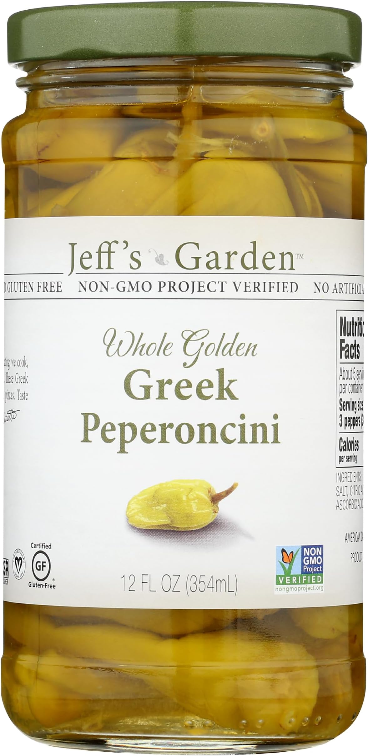 Jeff's Garden, Peperoncini Grrek Golden Whole, 12 Ounce