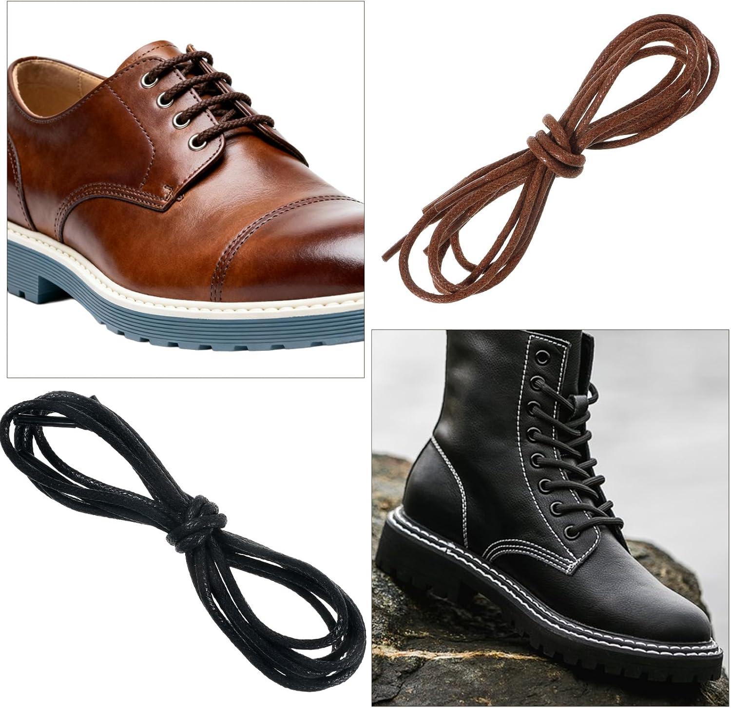 2 Pairs Dress Shoe Laces for Men, 31.5 Inch Replacement Shoe Strings, Formal Business Shoes Strings for Men