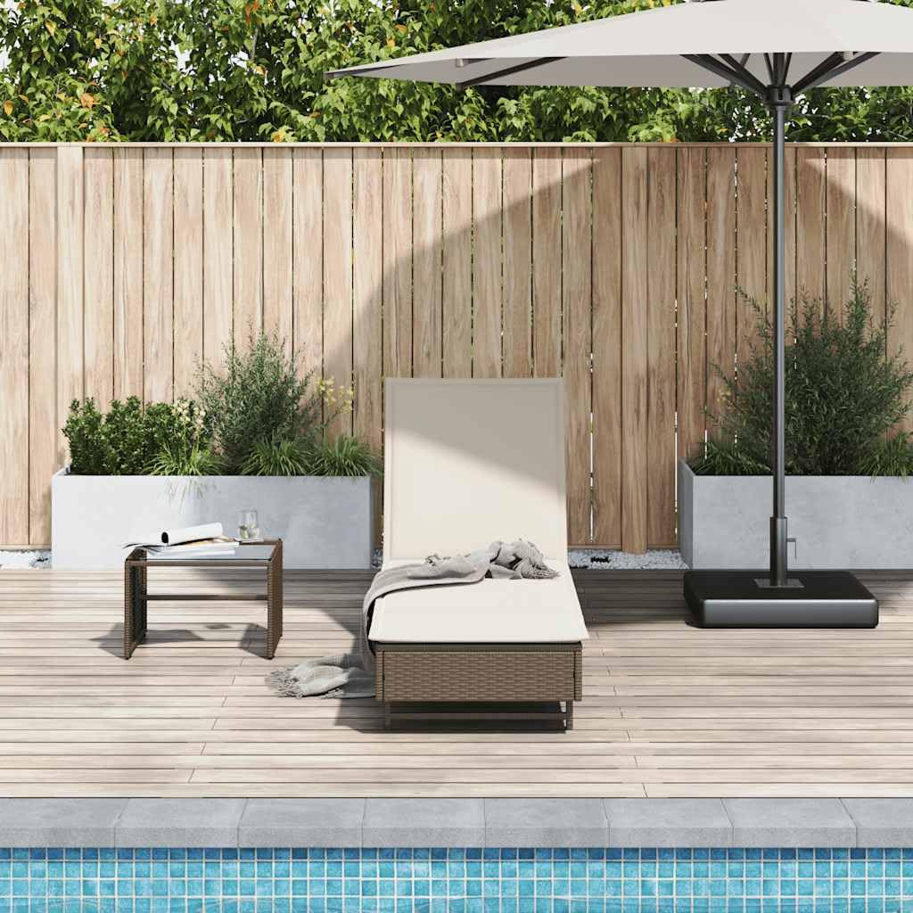 Lettino Prendisole con Ruote e Cuscino in Polyrattan Marrone, Sdraio da Esterno con Schienale Regolabile 3 Posizioni, Poltrona Relax con Ruote per Piscina Giardino Balcone, Portata 110 Acqua e UV