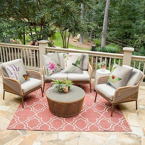 Miniatura 7 de Artscope - Juego de 4 fundas decorativas para cojín de 18 x 18 pulgadas, impermeables, perfectas para exteriores, patio, jardín, sala de estar,