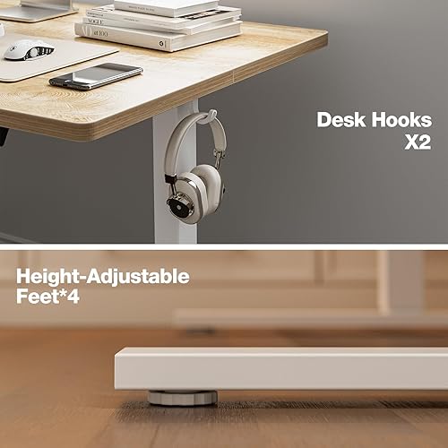 Miniatura 7 de Grandder 55x32 Escritorio Eléctrico Grande de Pie, Escritorio de Computadora con Altura Ajustable con 2 Ajustes de Memoria, Escritorio de Pie para