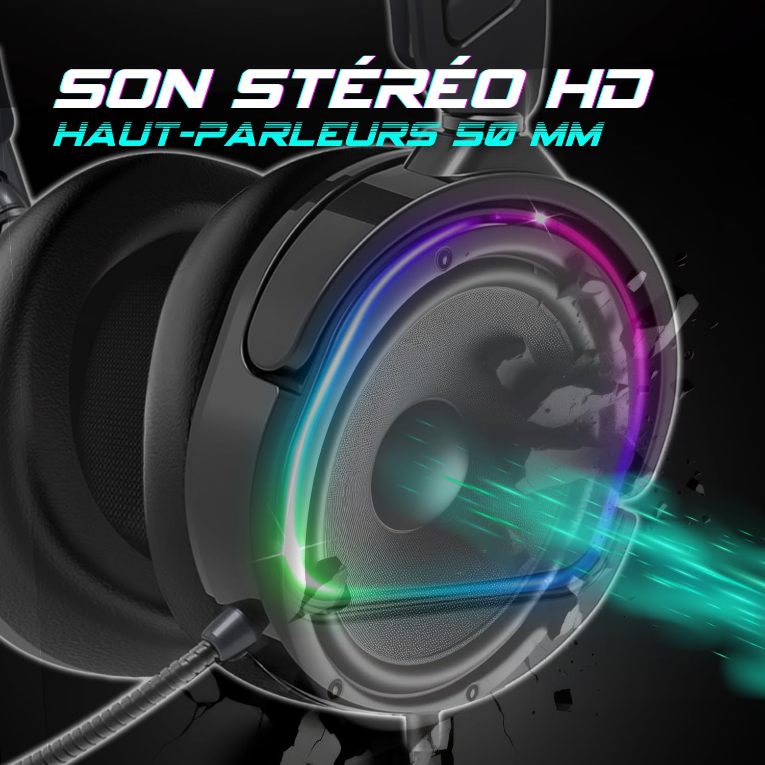 Spirit Of Gamer, Pack Casque + Support RGB, Casque Gaming Noir Filaire RGB avec Micro, Compatible PS5, PS4, Xbox, Switch & PC, Porte Casque Gaming Multifonction 11 Effets Lumineux