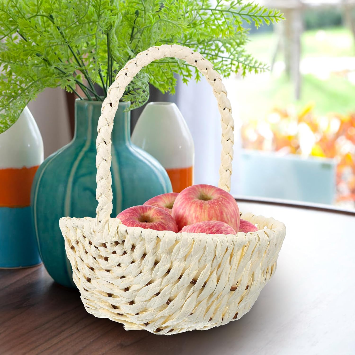BESPORTBLE Handwoven Paper Picnic Basket Set with Handles 3pcs Fruit and Food Storage Baskets for Outdoor Picnic