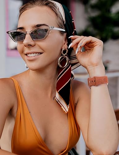 Miniatura 6 de Minyee Paquete de 2 correas con grabado floral compatibles con Fitbit Versa 2Fitbit VersaVersa Lite para mujeres, linda correa deportiva de silicona