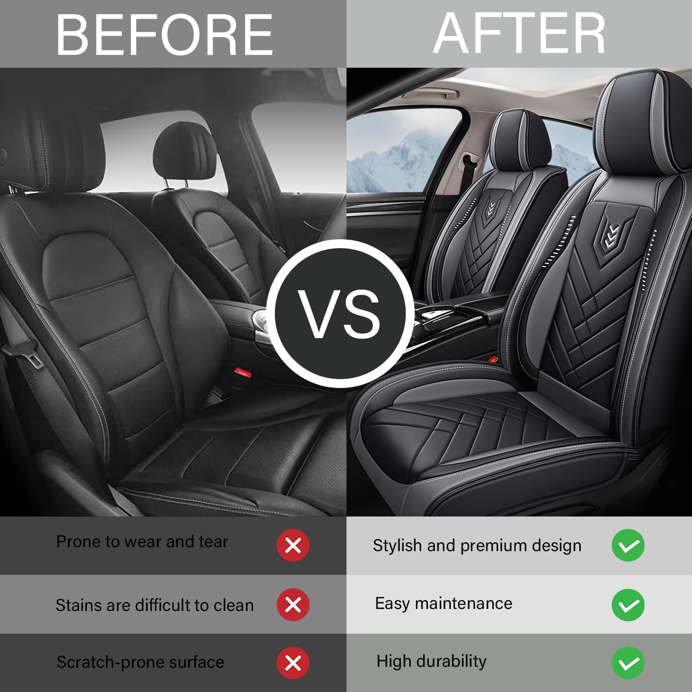 Car Seat Covers for Ford Explorer 2011-2025 | Car Seat Covers Front Seats | Seat Cover Easy to Install (Front Seat, Black Gray)