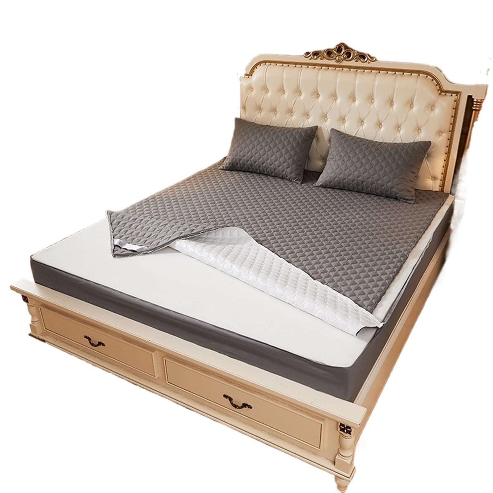 Cubrecolchón Impermeable Funda de colchón completamente cerrada de 6 lados, Protector de colchón impermeable, funda de cama con sábana ajustable con cremallera Cubre Colchon(Gao ji hui,150x200x25cm)