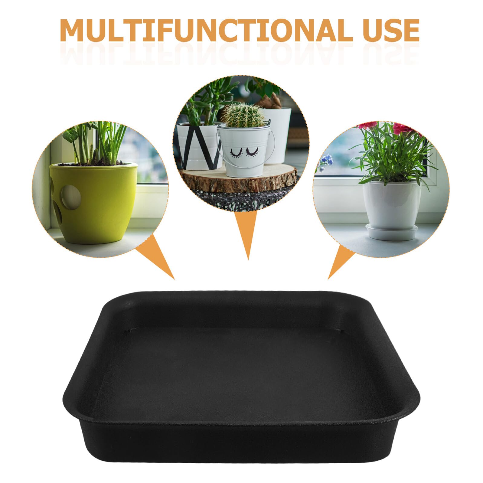 Kichvoe Quadratische Untersetzer für Blumentöpfe 4 Stück 38cm Kunststoff | Matte Pflanzschalen Schwarz, Wasserauffangend, Stabiler Halt für Balkon und Garten