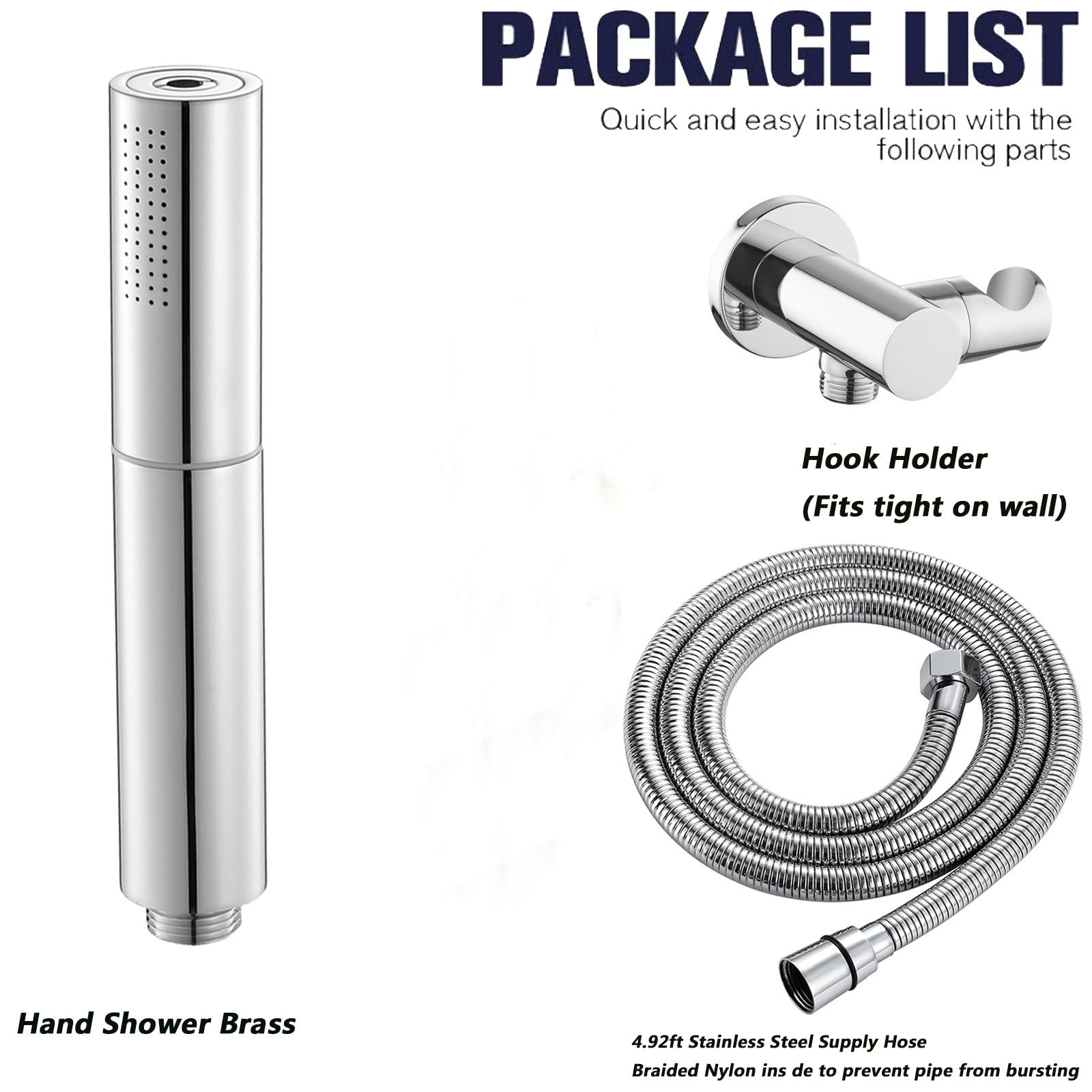 Alcachofa de Ducha con Manguera 1.5M, Shower Head de Grande, Redondo Cabezal Ducha Mano de Alta Presión con 2 Tipos de Chorro, Ducha de Lluvia con Ahorro de Agua, Cromo