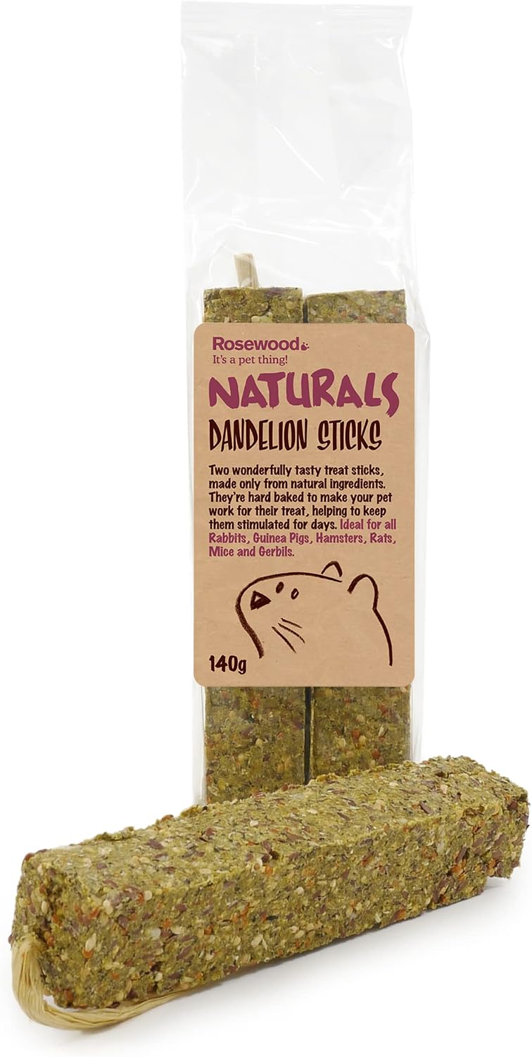 Rosewood Pet Dandelion Sticks - Healthy Treat For Small Animals (1 Pack), 5.2Oz