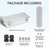 Vista 6 de TICONN - Caja de conexiones eléctricas impermeable IP67, recinto de plástico ABS con tapa con bisagras, con placa de montaje, soportes de pared