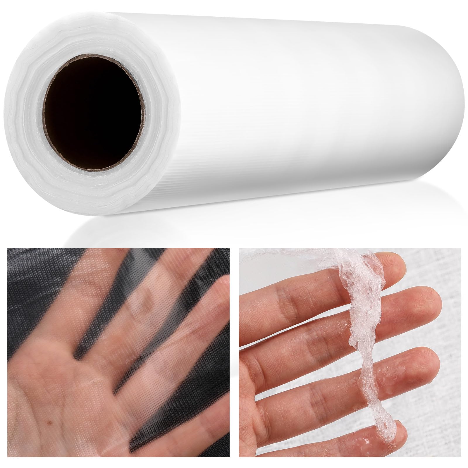 Pushglossy 12 Inch x 60 yd Roll Water Soluble Embroidery Stabilizer Wash Away Stabilizer Backing and Topping, Lightweight Clear, Cut into Various Sizes for Machine and Hand Sewing