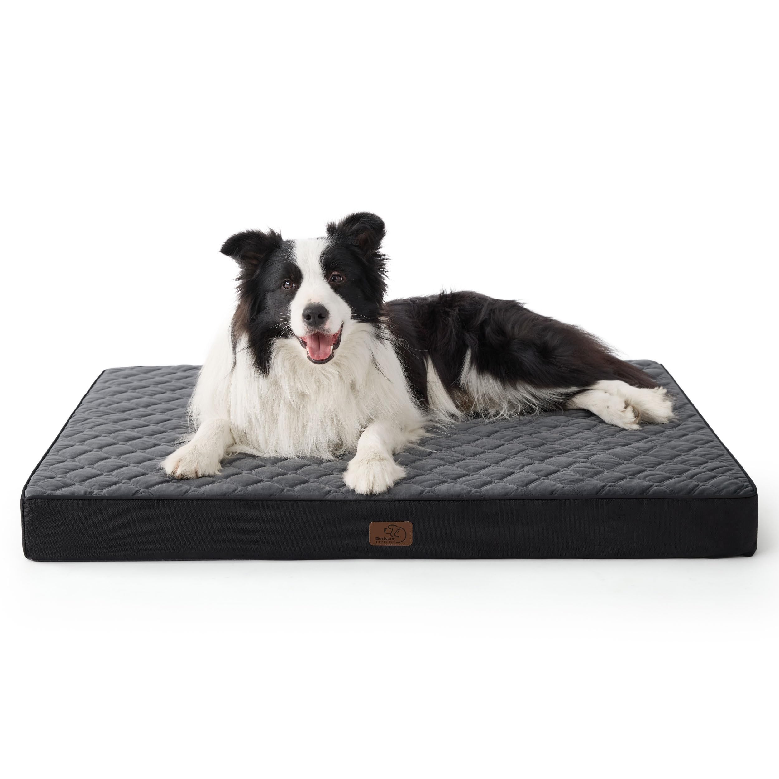 Bedsure Orthopedic Dog Bed for Large Dogs - Thick Flat Memory Foam Pet Mattress with Removable Washable Cover