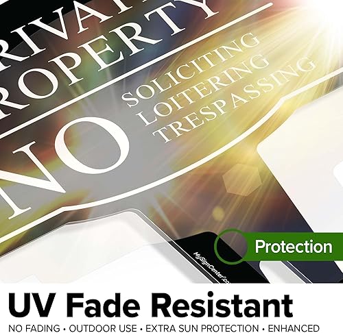 Miniatura 6 de Señal de propiedad privada No Soliciting Loitering Trespassing Inground de 13 x 13 pulgadas, sin óxido, ACM, resistente a la decoloración, fabricado