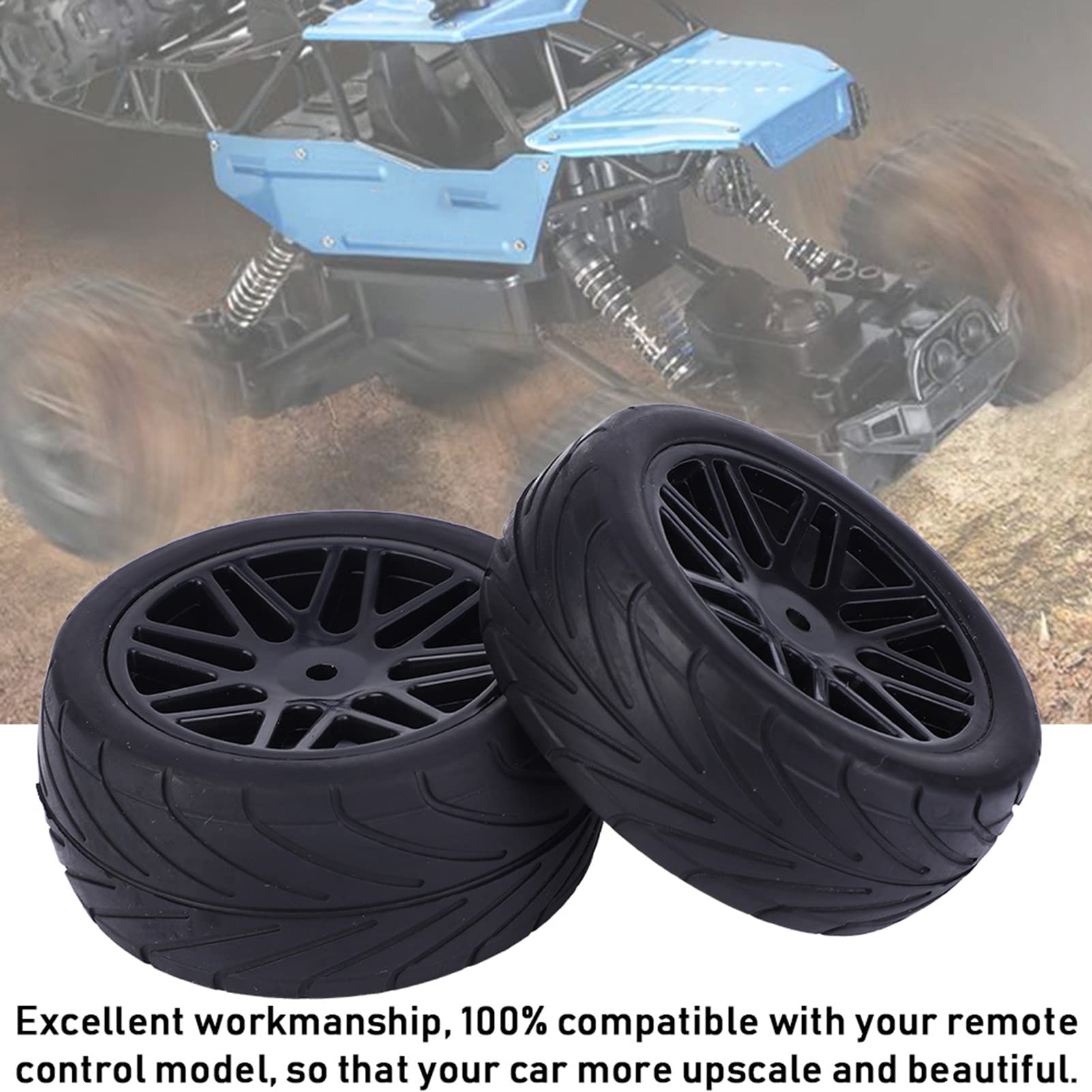 4Pcs 85mm RC Car Wheels 1/10 Pneumatici per Veicoli Cingolati Universali Pneumatici Set Accessori per Auto Telecomandati(Nero)