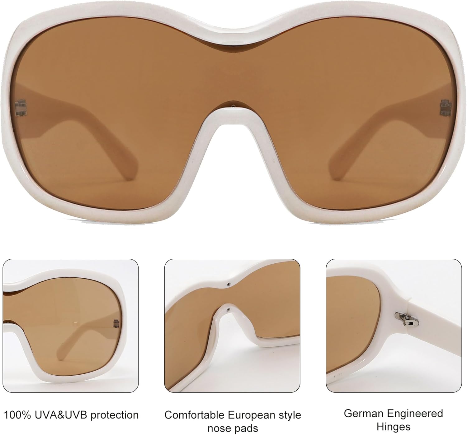 TYA Oversized Trendy Wrap Around Sunglasses for Women Men - Cool Concert shades 2000s Retro Round Big Shield Glasses - Image 6