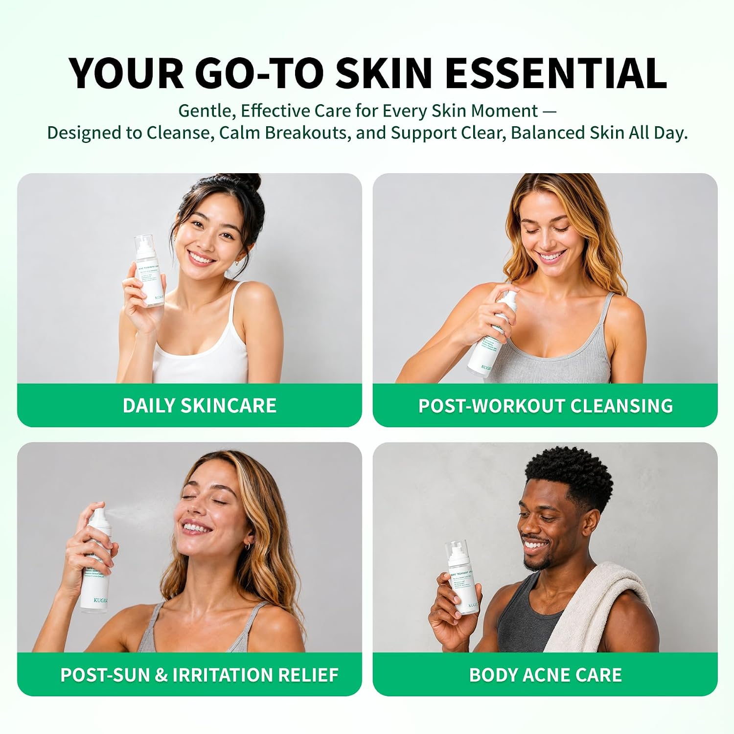 Body Acne Spray with 2% Salicylic Acid & 3% Niacinamide Body Acne Treatment Spray, Soothes Skin & Fades Back Acne Marks, Gentle Plant Extract Formula Suitable for Sensitive Skin, 3.38 Fl Oz