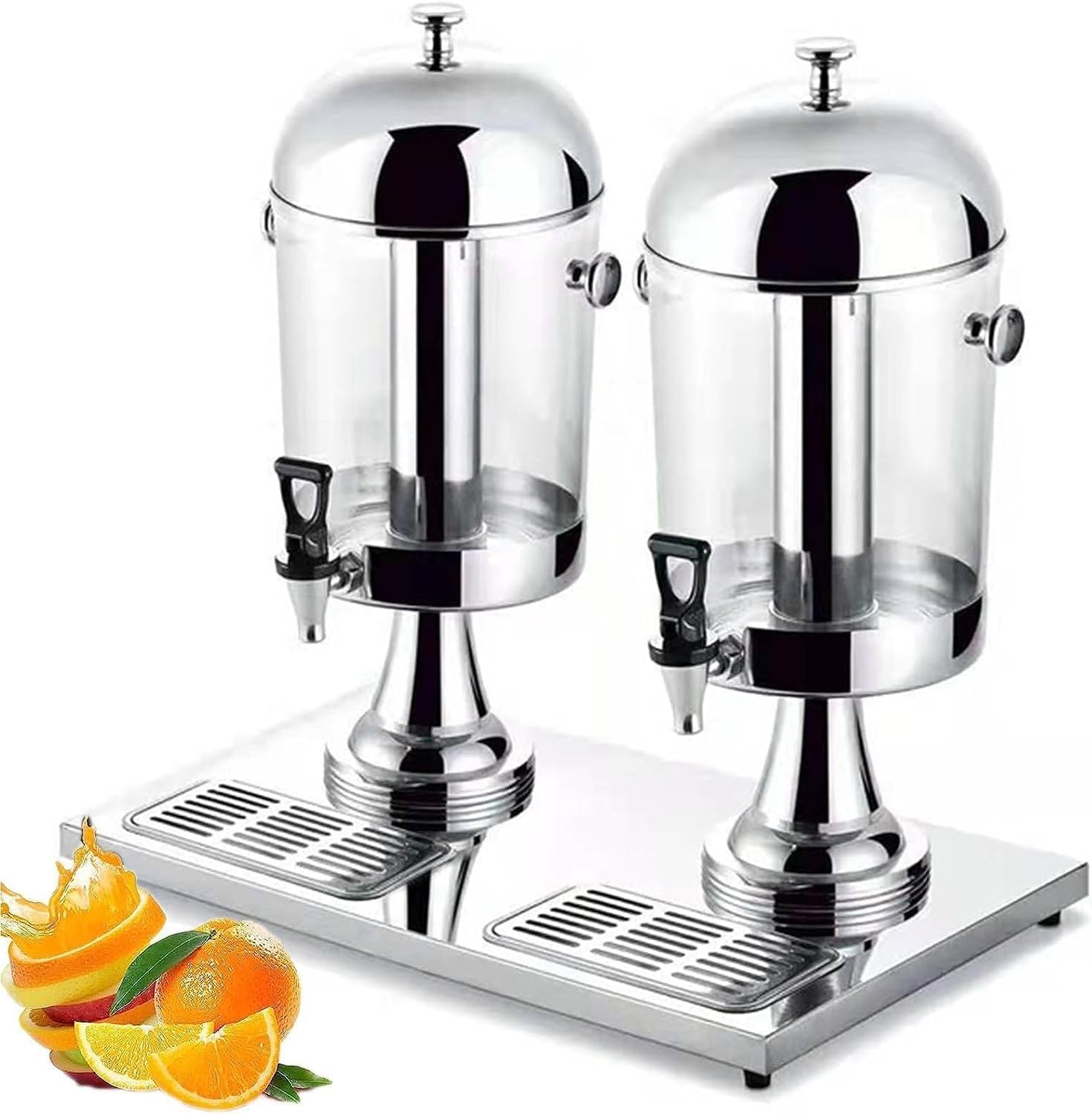 Drink Dispenser with tap, 8/16/24L Tanks Juice Dispenser, Commercial Juice Machine, Stainless Steel Beverage Dispensers, for Restaurant Hotel Bar (Silver 16L)