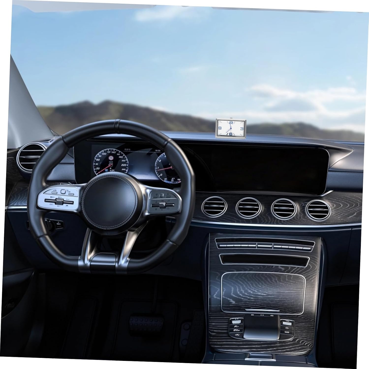 Car Dashboard Timepiece Small Square Car Clock Adhesive Vehicle Clock Dashboard Decor Easy Install