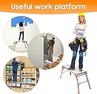 Vista 6 de LEADALLWAY Plataforma de trabajo de aluminio de 30 x 12 x 20 pulgadas, plataforma de aluminio plegable resistente, capacidad de 440 libras