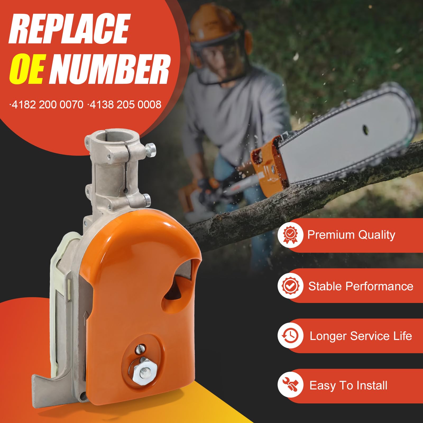 Caja de engranajes para sierra de poste compatible con Stihl HT 75 101 130 131 250 HT73 HT100 KM90 KM110 KM130 WT Piñón de sierra de podadora 3/8-6T cortador de árbol sustituye a 4182 200 0070