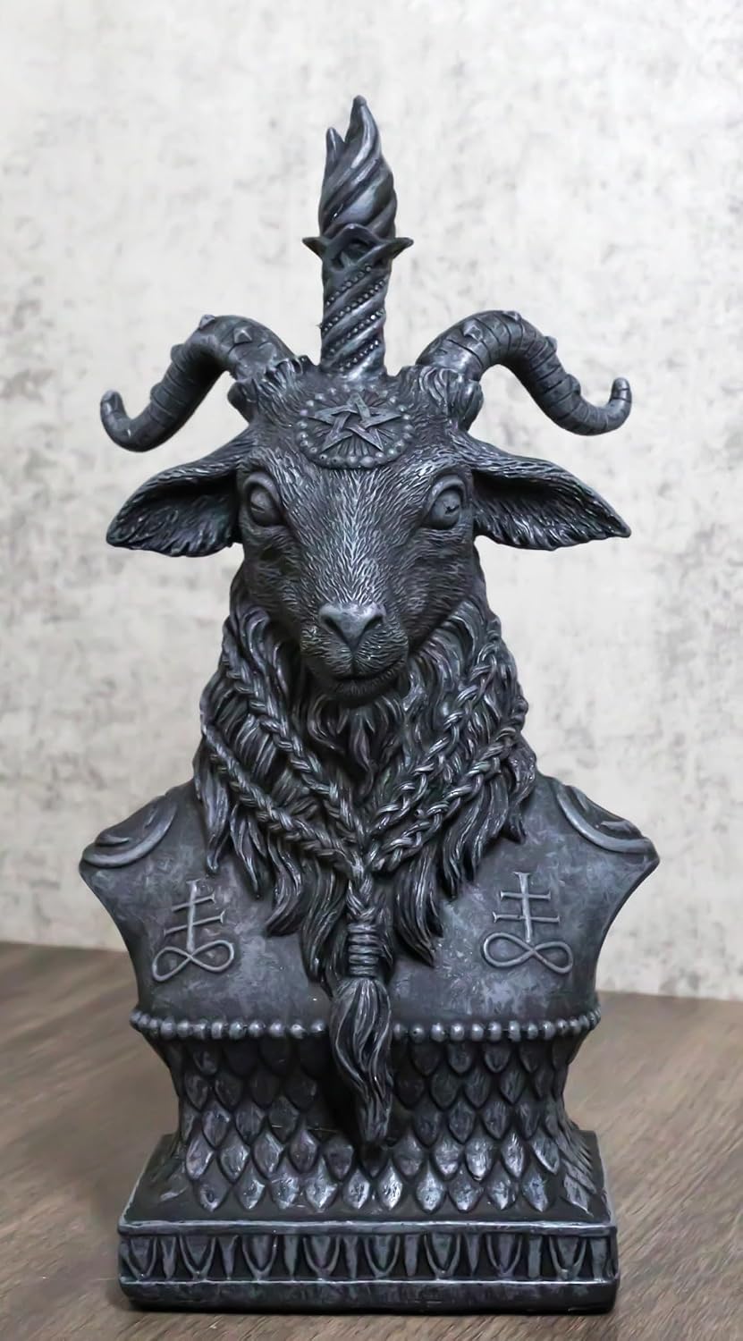 Ebros Gift Eliphaz Levi Sabbatic Goat Baphomet Bust Figurine 8" Tall Golden Calf Goat of Mendes Decorative Sculpture