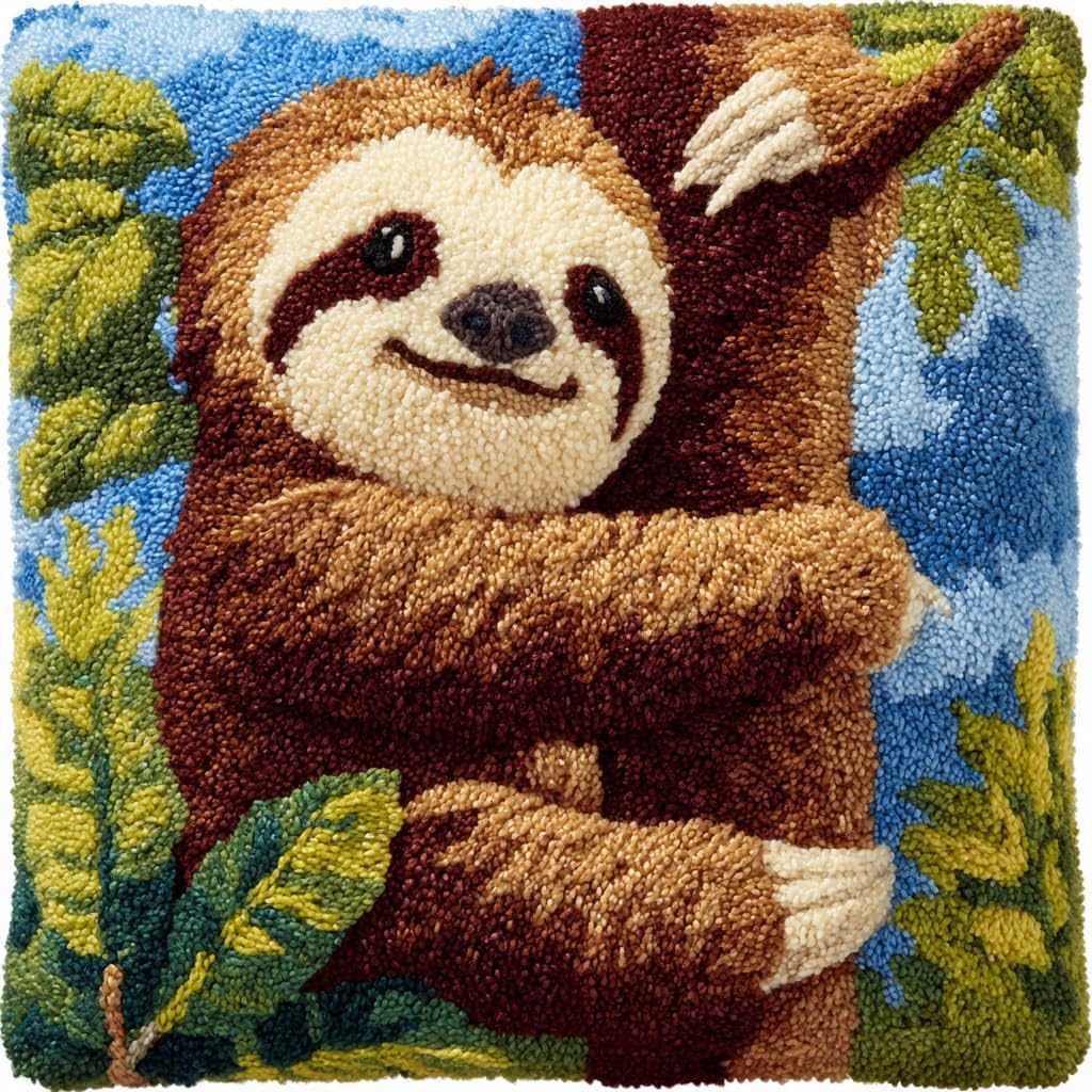 Wallustrioaw Latch Hook Cushions-G Latch Hook Cushion Kits,Animal Sloth
