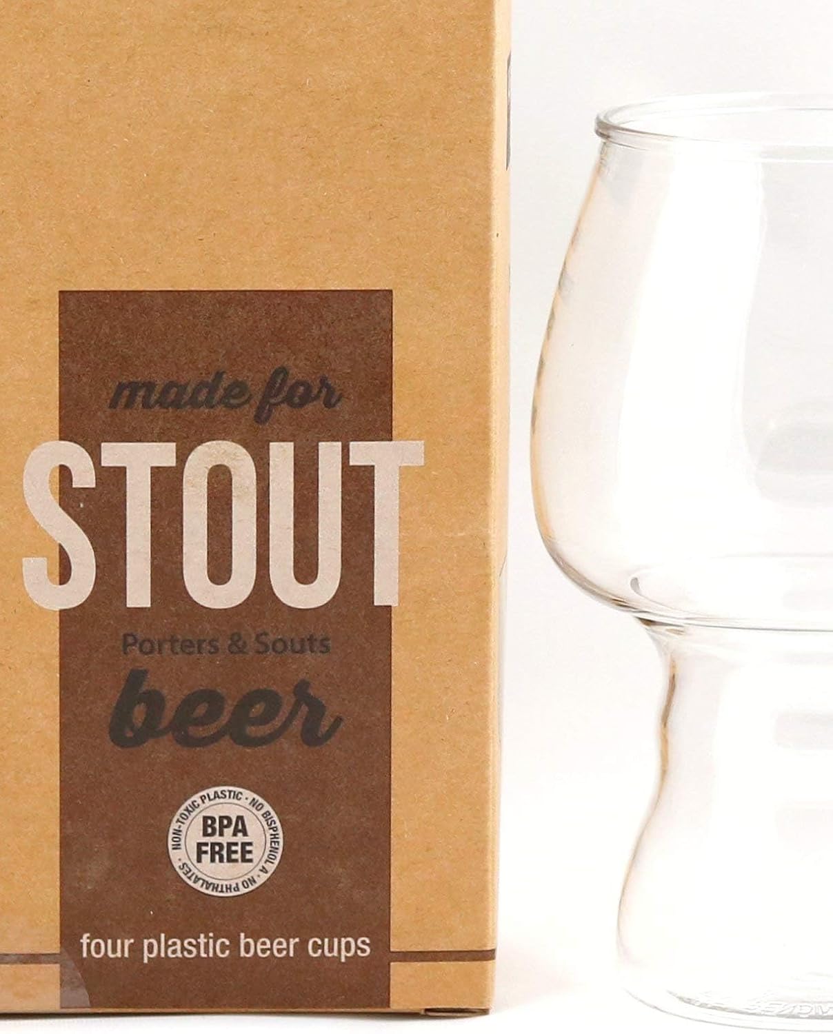 BCups Stout Outdoor Plastic Craft Beer Cups, BPA & BPS-free (4-Pack)