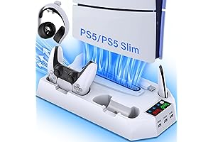 PS5 Slim Stand with Cooling Station and Controller Charging Station