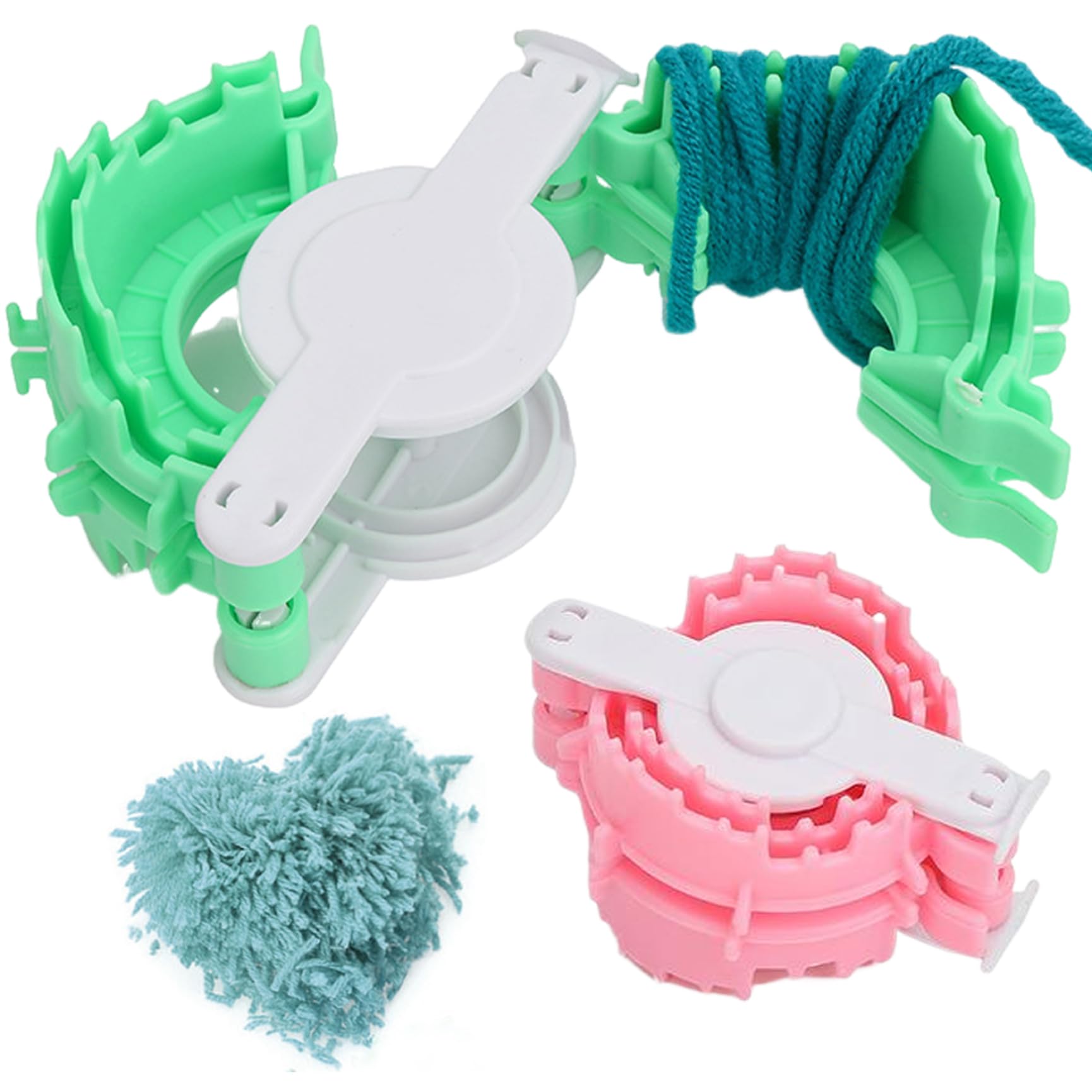Otbushit Pom Pom Maker 2Pcs Heart Shape, Yarn Spinner For Kids Adults Maker For Yarn Fluff Ball Weave Knitting And Craft Project Small + Large