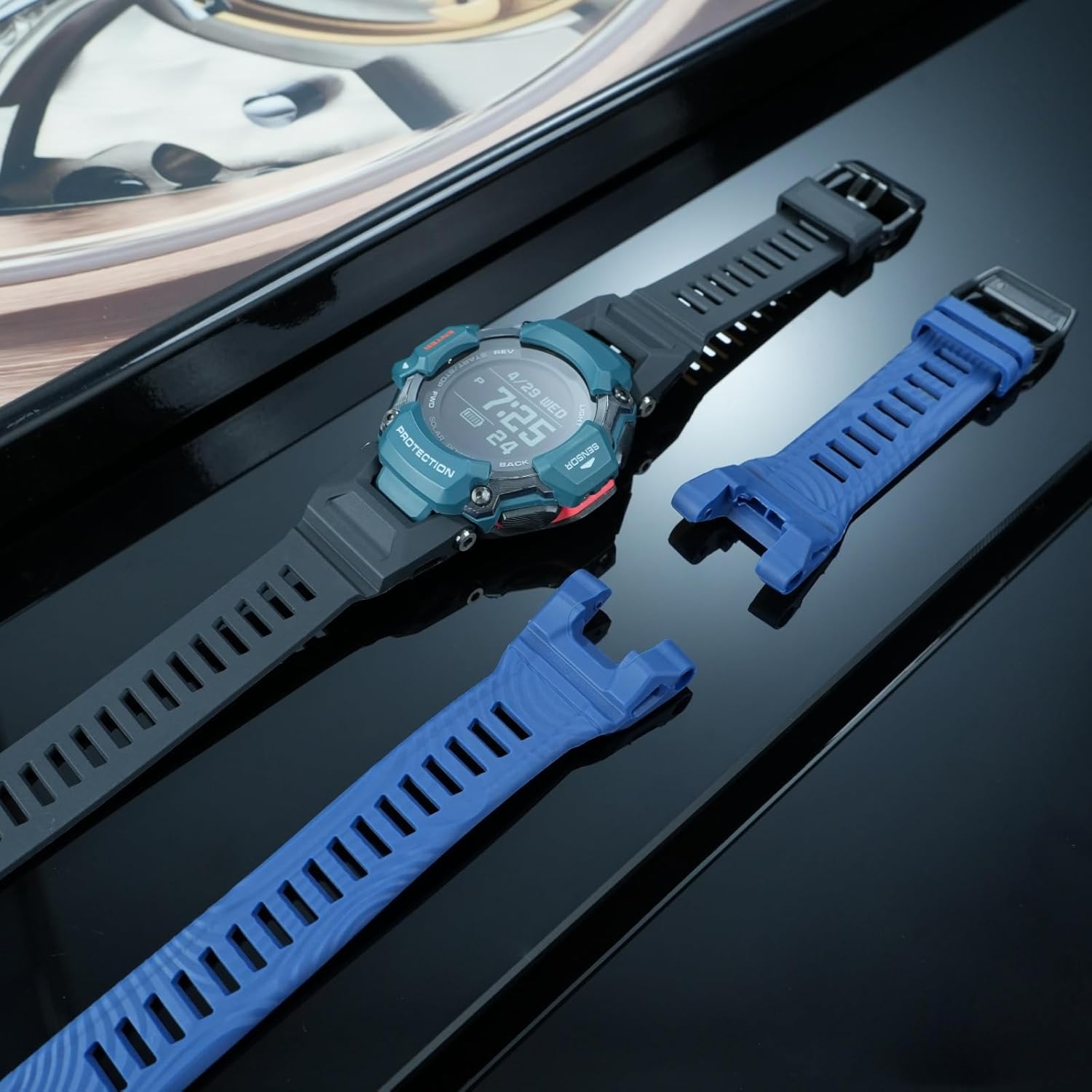 Compatible with Casio G-shock solar-powered GBD-H2000 heart rate model replacement resin silicone watch band for men.