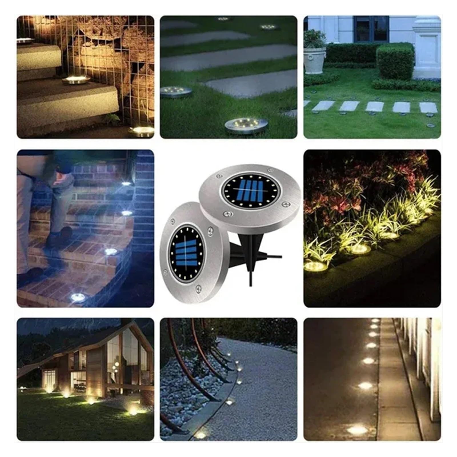 8LED/20 Luce A Disco A Energia Solare Giardino Esterno Sotterranea Da Ponte Faretto Lampada A Led Interrata Decorazione Del Luminoso Ed Elegante(20LED-White,4Pcs)
