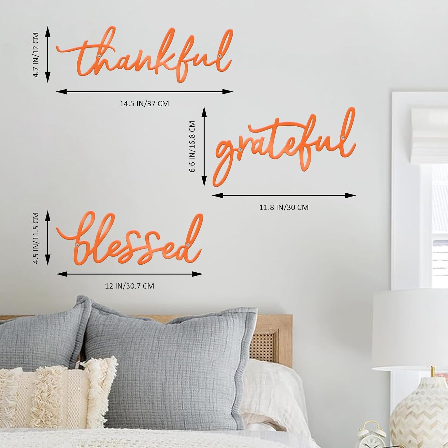 3 Pieces Thankful Grateful Blessed Letter Sign Metal Wall Decor image 3