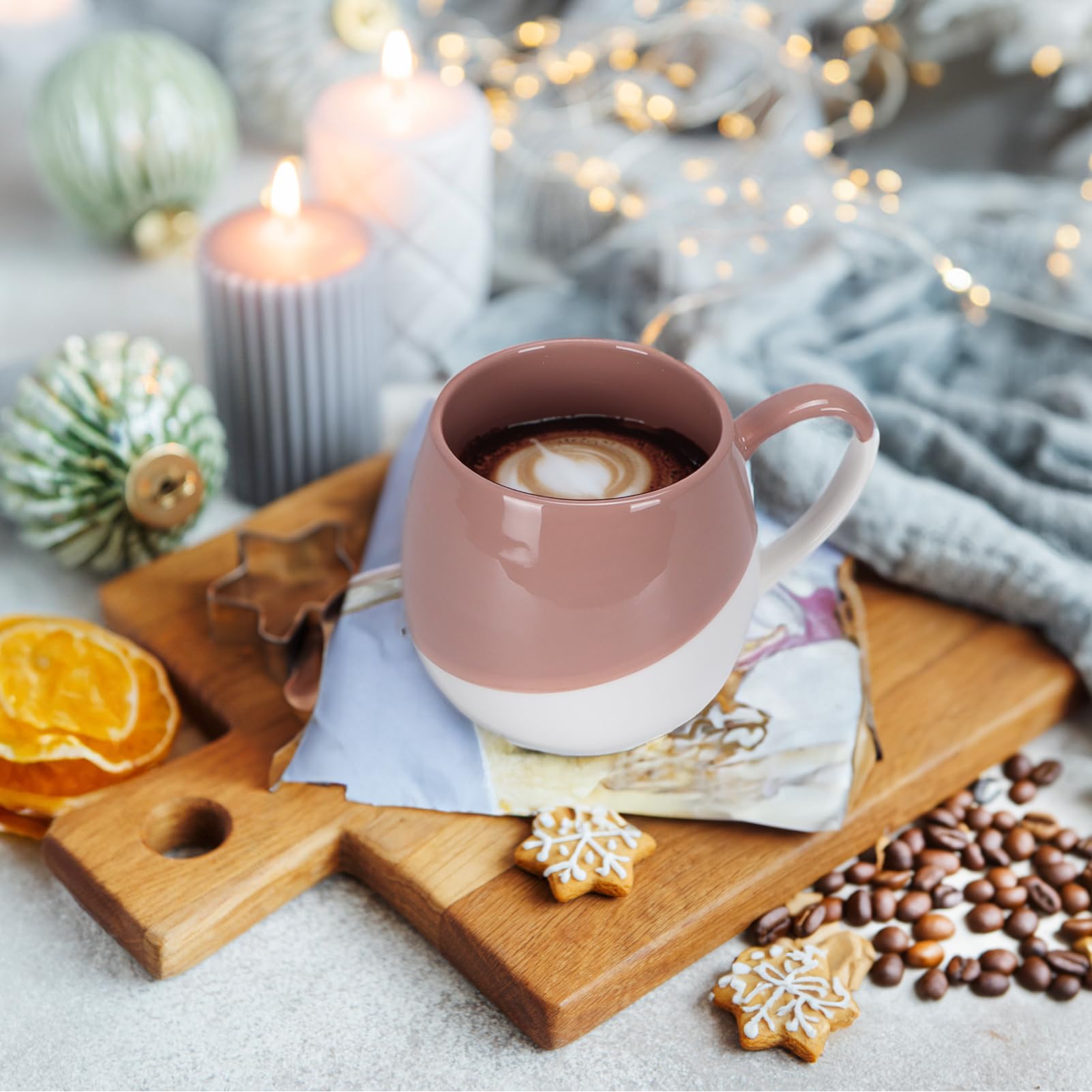 Hoikwo Koffiekopjes, set van 6 stuks, koffiekopjes met reliëfpatroon, moderne beker van porselein voor koffie, thee, cappuccino, latte, melk, cacao, sap en andere warme dranken (witte kopjes