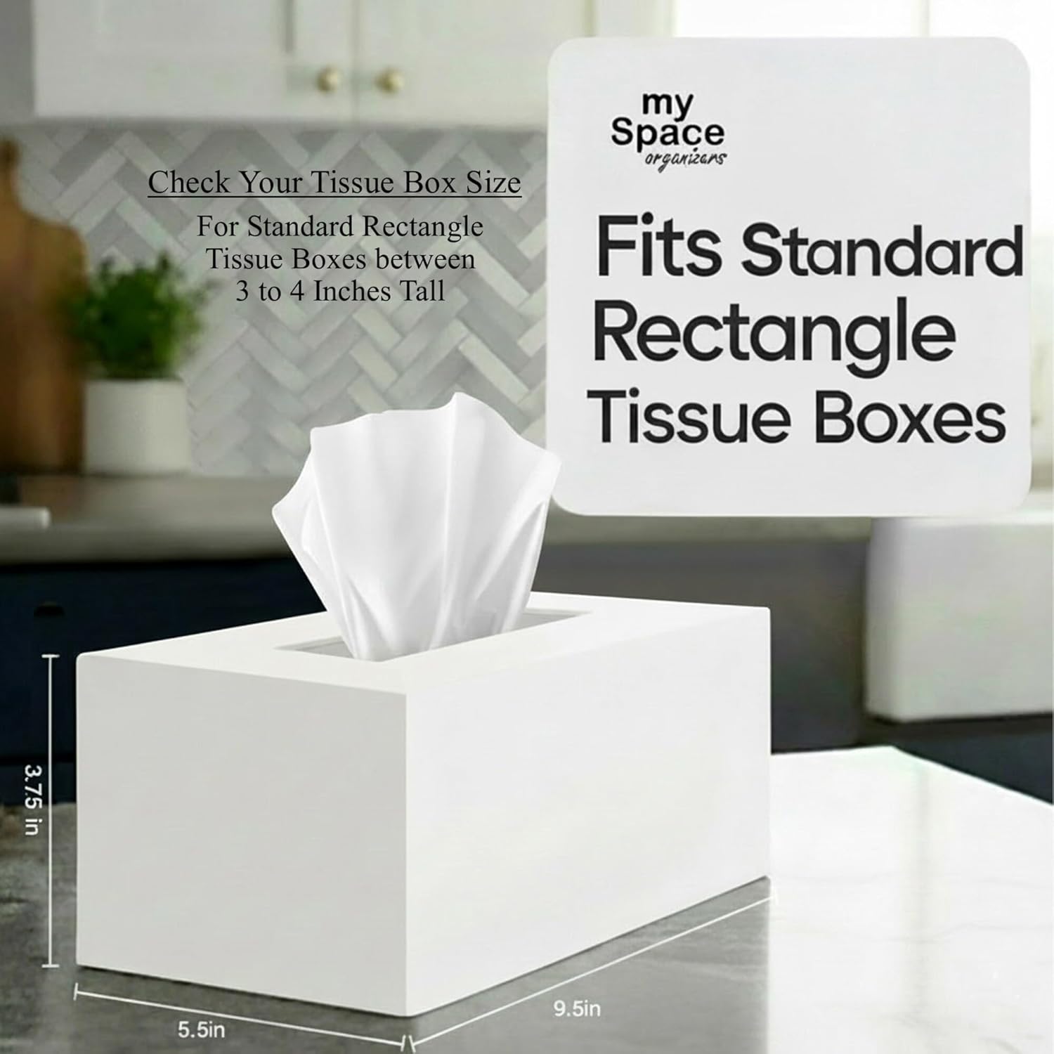 Tissue Box Cover Rectangle - Tissue Box Holder Rectangular - Compatible with Kleenex - Acrylic White Bathroom Accessories Decor