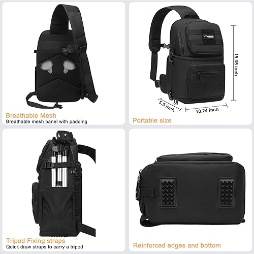 Miniatura 4 de MOSISO Bolsa cruzada para cámara, DSLRSLRSLRsin espejo, bolsa cruzada para cámara táctica con soporte para trípode e inserciones modulares