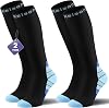 2 Pairs Compression Socks for Women and Men, 20-30 mmHg Graduated Compression, Knee High Flight Socks for Running, Nurses, Travel, Pregnancy and Everyday Support