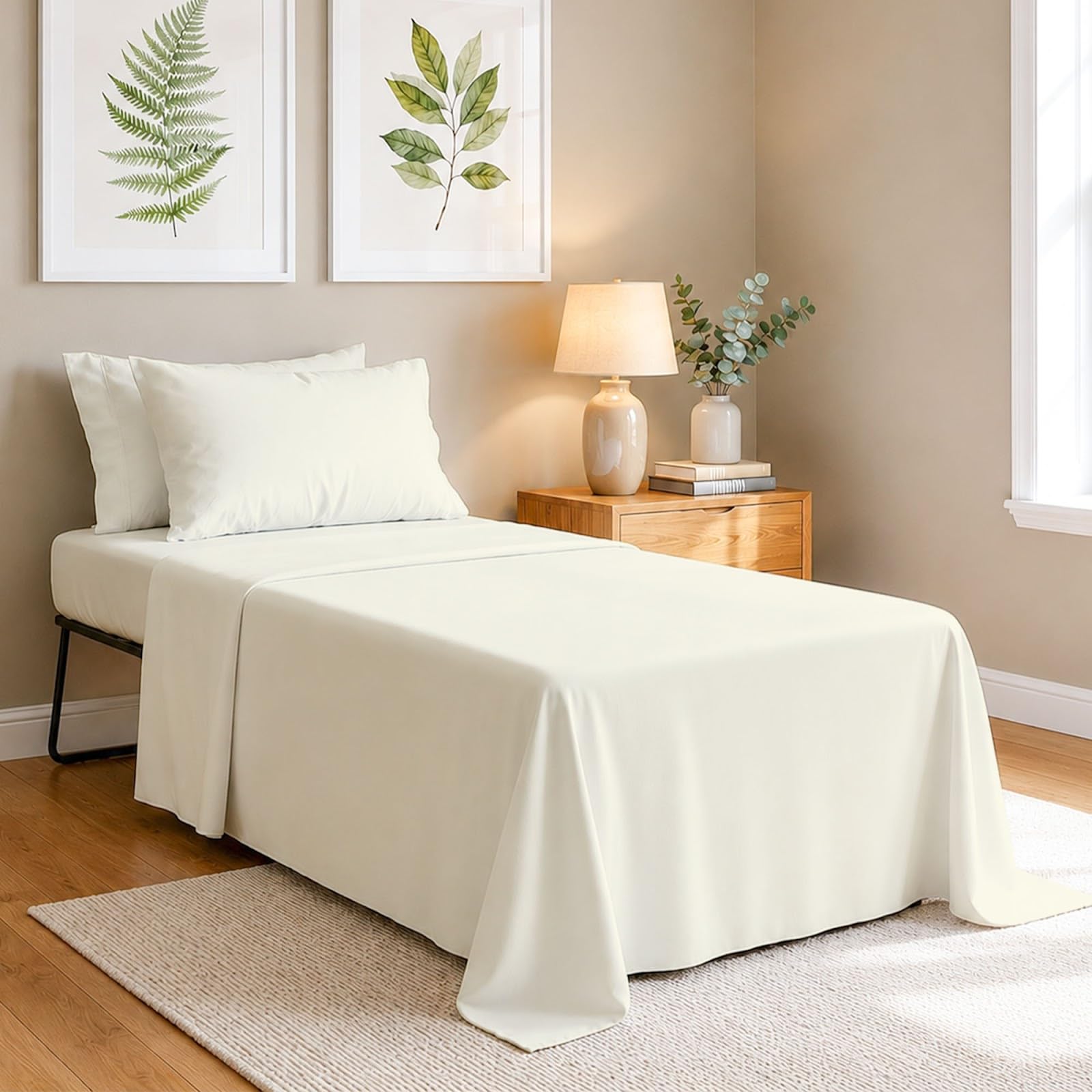 NON Sticky cotton Premium Egyptian Cotton 4 Piece Cot Sheet Set