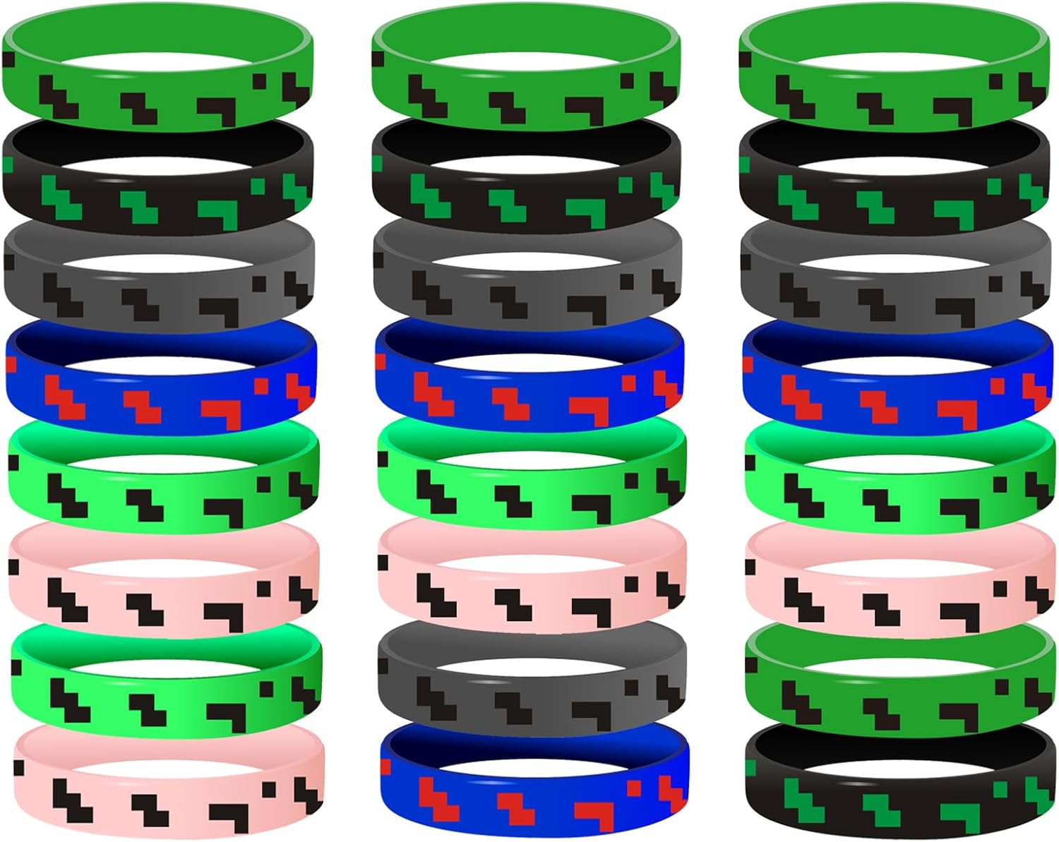 Pixel Miner Theme Party Favors, 24 Pieces Silicone Bracelets Wristband Small Size,Birthday Party Supplies,Valentines Day Gifts for Kids Classroom Pixel Miner Theme Party Favors, 24 Pieces Silicone Bracelets Wristband Small Size,Birthday Party Supplies,Valentines Day Gifts for Kids Classroom